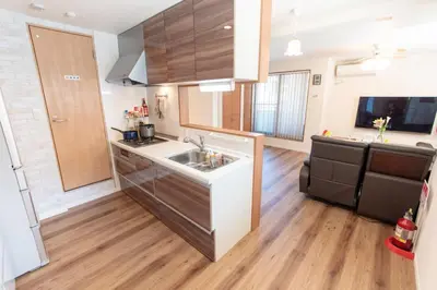a kitchen with a sink and a counter top at Mori House In \u897f\u65e5\u66ae\u91ccI in Tokyo