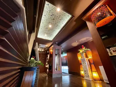 a lobby with a skylight in a building at Hotel Asian Color (Adult Only) in Tokyo