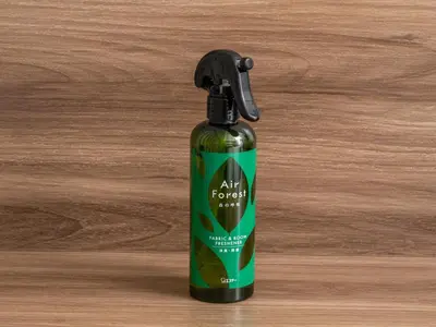 an air forest spray bottle on a wooden table at Far East Village Hotel Tokyo Ariake in Tokyo