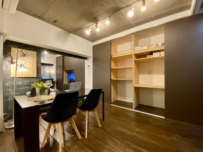 a living room with a dining room table and chairs at Shibuya Center Mansion#2DK in Tokyo