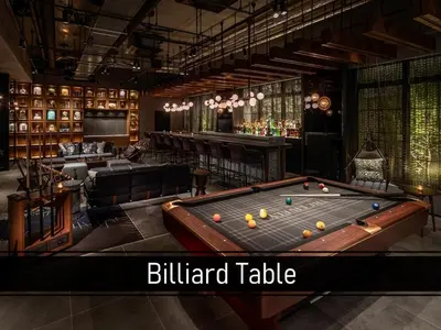 a billiard room with a pool table and a bar at THE LIVELY TOKYO AZABUJUBAN in Tokyo