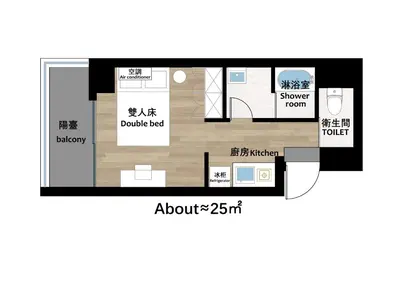 a floor plan of a small apartment with at Hotel Apartment Ueno Inaricho Sta in Tokyo