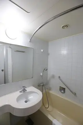 a bathroom with a sink and a tub and a mirror at Shinagawa Tobu Hotel in Tokyo