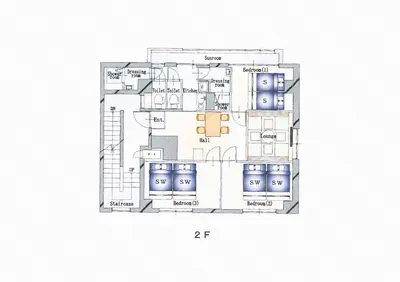 a schematic plan of a house at PREMIER suite Shinjuku West 2F in Tokyo