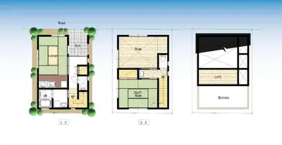 a plan of two floors of a house at Yadoya Asakusa Sennosato / Vacation STAY 46671 in Tokyo