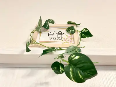 a plant in front of a wall with a sign at Upper Hotel Ryogoku in Tokyo