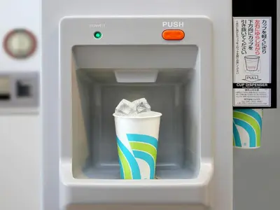 a refrigerator with a drink inside of it at Keio Presso Inn Kanda in Tokyo