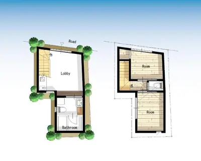 a plan and elevation of aominium project at YADOYA Kisakata in Tokyo