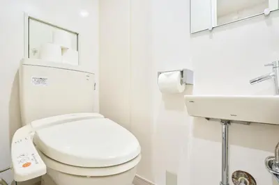 a bathroom with a toilet and a sink at STAY ARI Arakicho in Tokyo