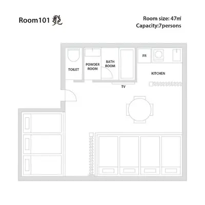 a floor plan of the room ult at ESTABLISHMENT Asakusa in Tokyo
