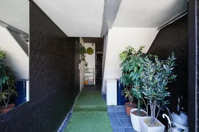 a hallway with potted plants in a building at Akabane TK Building 301 in Tokyo