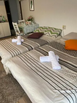 two beds sitting next to each other in a room at Takemura Building 303 in Tokyo