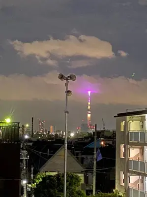 a view of the eiffel tower at night at Takemura Building 303 in Tokyo