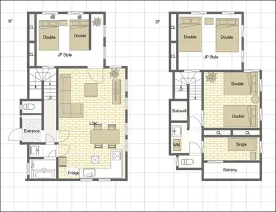 a detailed floor plan of a house at Shinjuku Japanese-style two storey house in Tokyo
