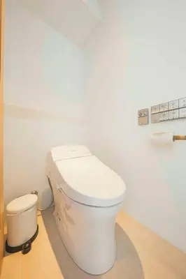 a bathroom with a white toilet in a room at illi Sun Shimokitazawa in Tokyo