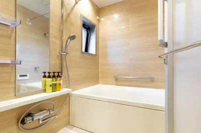 a bathroom with a tub and a sink and a shower at Akasaka Residence in Tokyo