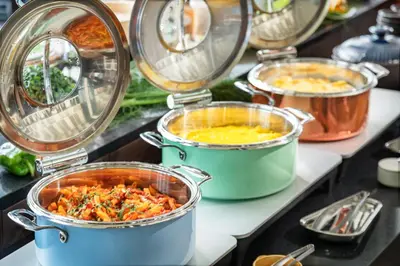 a bunch of pots of food on a counter at Villa Fontaine Grand Tokyo Ariake in Tokyo