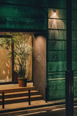 a building with a potted plant next to a door at Hotel K5 in Tokyo