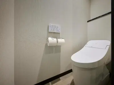 a bathroom with a white toilet in a room at Minn Ueno Iriya in Tokyo
