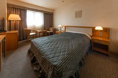 a hotel room with a bed and a table and chairs at Hotel Siena in Tokyo