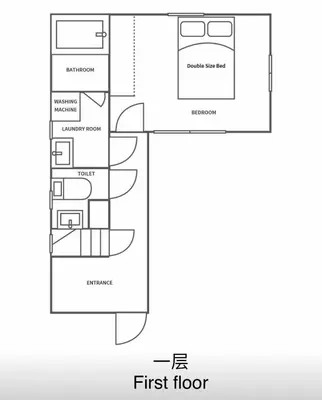 a drawing of a first floor plan of a house at Beautiful Villa in Shinjuku Shin-OKubo 6minutes walk B in Tokyo