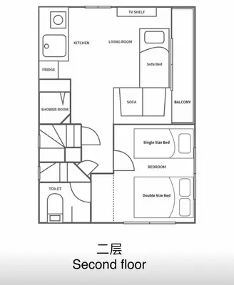 a plan of a room with a second floor at Beautiful Villa in Shinjuku Shin-OKubo 6minutes walk B in Tokyo