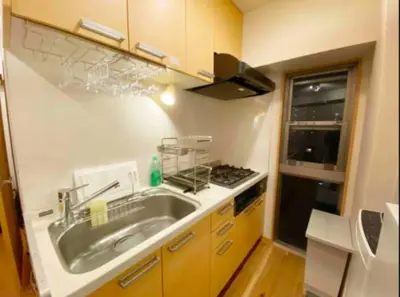 a kitchen with a sink and a stove at Tsunoya in Tokyo