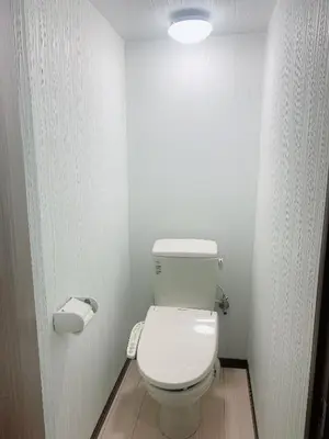 a bathroom with a white toilet and a roll of toilet paper at Tokyo Kakan in Tokyo