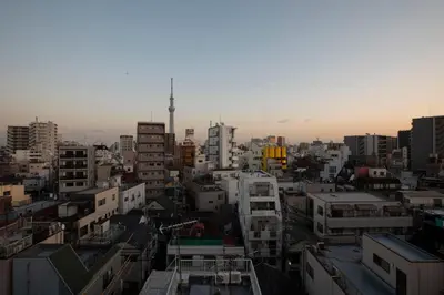 a view of a city with tall buildings at Hotel Litlle Bird OKU-ASAKUSA in Tokyo