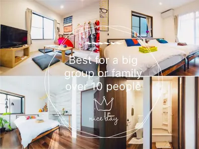 a collage of three pictures of a bedroom at Arakawa-ku - House / Vacation STAY 66906 in Tokyo