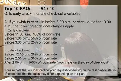 a flyer with a picture of a woman with gray hair at MONday Apart Premium Nihonbashi in Tokyo