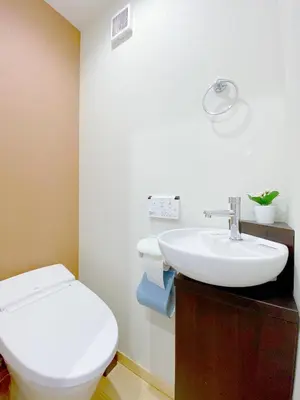 a bathroom with a white toilet and a sink at nestay villa tokyo otsuka in Tokyo