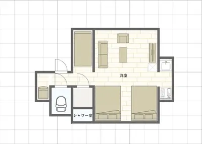 a floor plan of a small brick house at Ruma Inn Ikebukuro in Tokyo