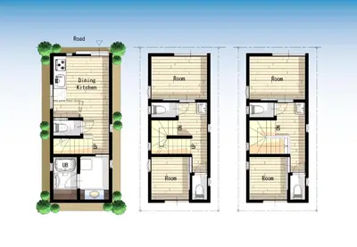 a plan of a building with two floors at YADOYA Ueno-Rikyu in Tokyo