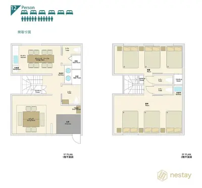 a floor plan and a plan of a house at nestay villa tokyo shinjuku in Tokyo