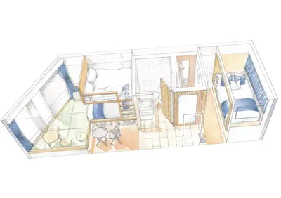 an illustration of a floor plan of a room at Sakura Cross Hotel Shinjuku East Annex in Tokyo