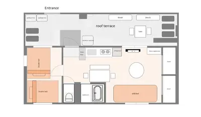 a room with a viewfloor plan at V.Close to Nishi-Shinjuku/FrWIF/ Roof top Terrace in Tokyo