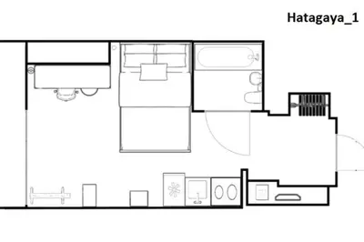 a floor plan of a small house at Dwell Urban 6C in Tokyo