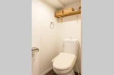 a bathroom with a white toilet in a room at Dwell Urban 2B in Tokyo