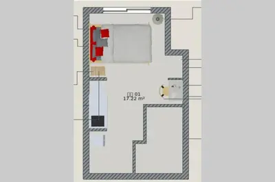 a floor plan of a unit of a building at Dwell Urban 7C in Tokyo