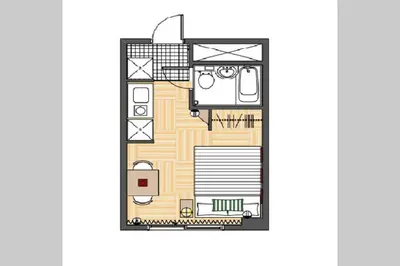 a floor plan of a small house illustration at Dwell Urban 7D in Tokyo