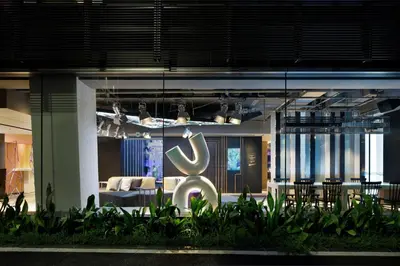 a room with a large letter s on the wall at Aloft Tokyo Ginza in Tokyo