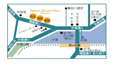 a map of the hotel grand hyatt shanghai at Hotel Grand Hill Ichigaya in Tokyo