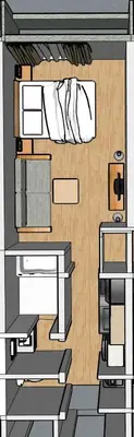 a drawing of a room with a bed and stairs at Noah Ikebukuro / Vacation STAY 7298 in Tokyo