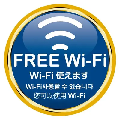 a blue and yellow sign with the text free wifi at Taito-ku - Apartment / Vacation STAY 80790 in Tokyo