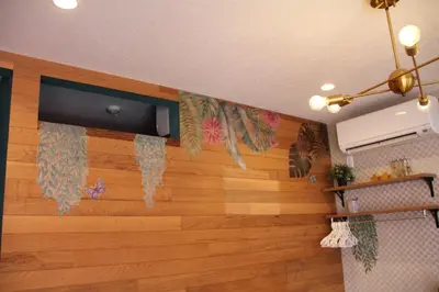 a kitchen with wooden walls and a ceiling at Sumida-ku - House / Vacation STAY 80877 in Tokyo