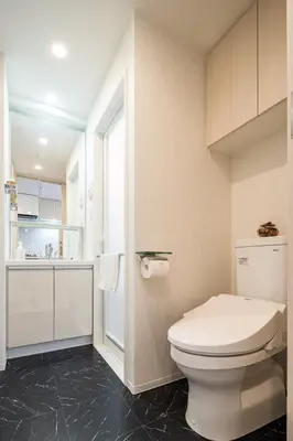 a bathroom with a toilet and a sink at Section L Ginza East in Tokyo