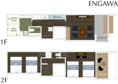 a floor plan and elevation of an apartment at ENGAWA & GIVE Nakano in Tokyo
