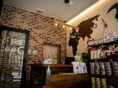 a store with a brick wall and a mirror at eeGee STAY Kamata in Tokyo