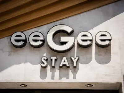 a close up of a sign for a store at eeGee STAY Kamata in Tokyo